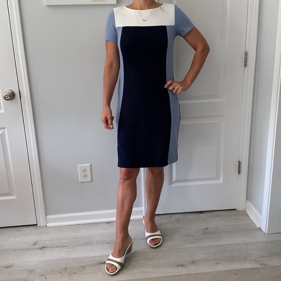 Boden dress‎ color block midi casual career blue white size 4R - Picture 9 of 15